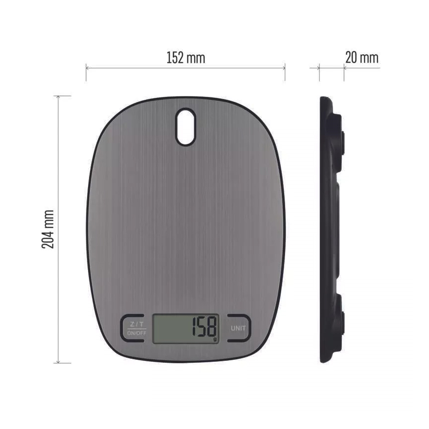 Skaitmeninės virtuvės svarstyklės 2xAAA sidabrinės