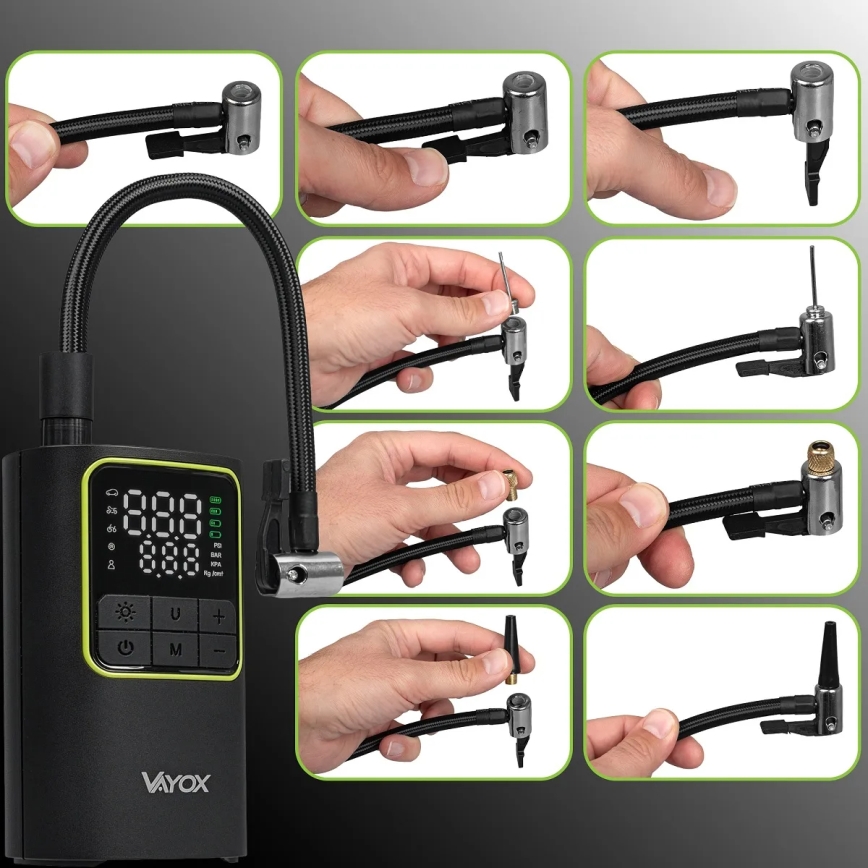 Skaitmeninis kišeninis kompresorius 5 V, 4000 mAh, juodas