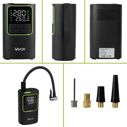 Skaitmeninis kišeninis kompresorius 5 V, 4000 mAh, juodas