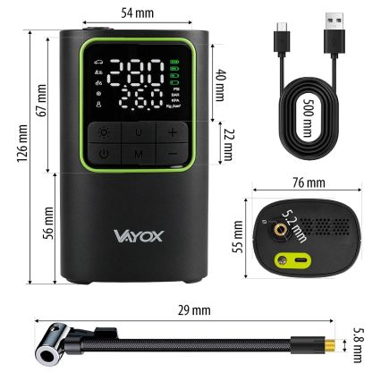 Skaitmeninis kišeninis kompresorius 5 V, 4000 mAh, juodas