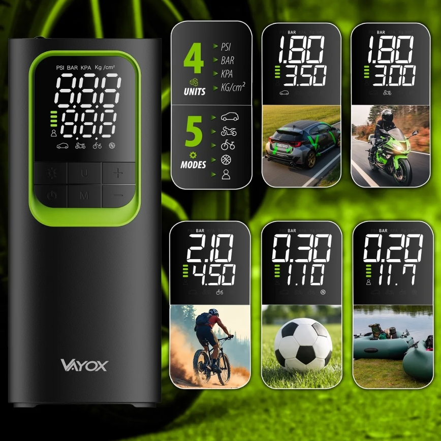 Skaitmeninis kišeninis kompresorius 5V 8000 mAh juodas