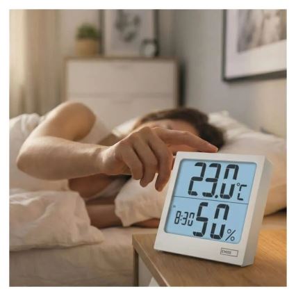 Skaitmeninis termometras su drėgmės matuokliu 1xAA baltas