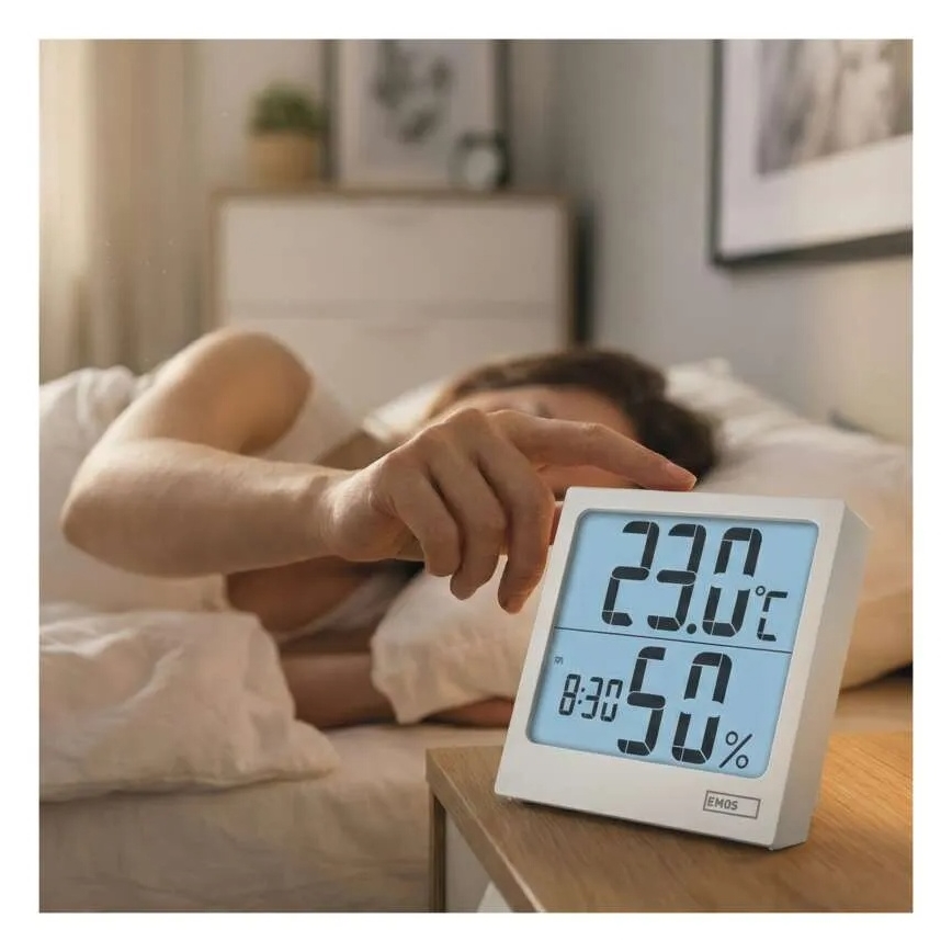 Skaitmeninis termometras su drėgmės matuokliu 1xAA baltas