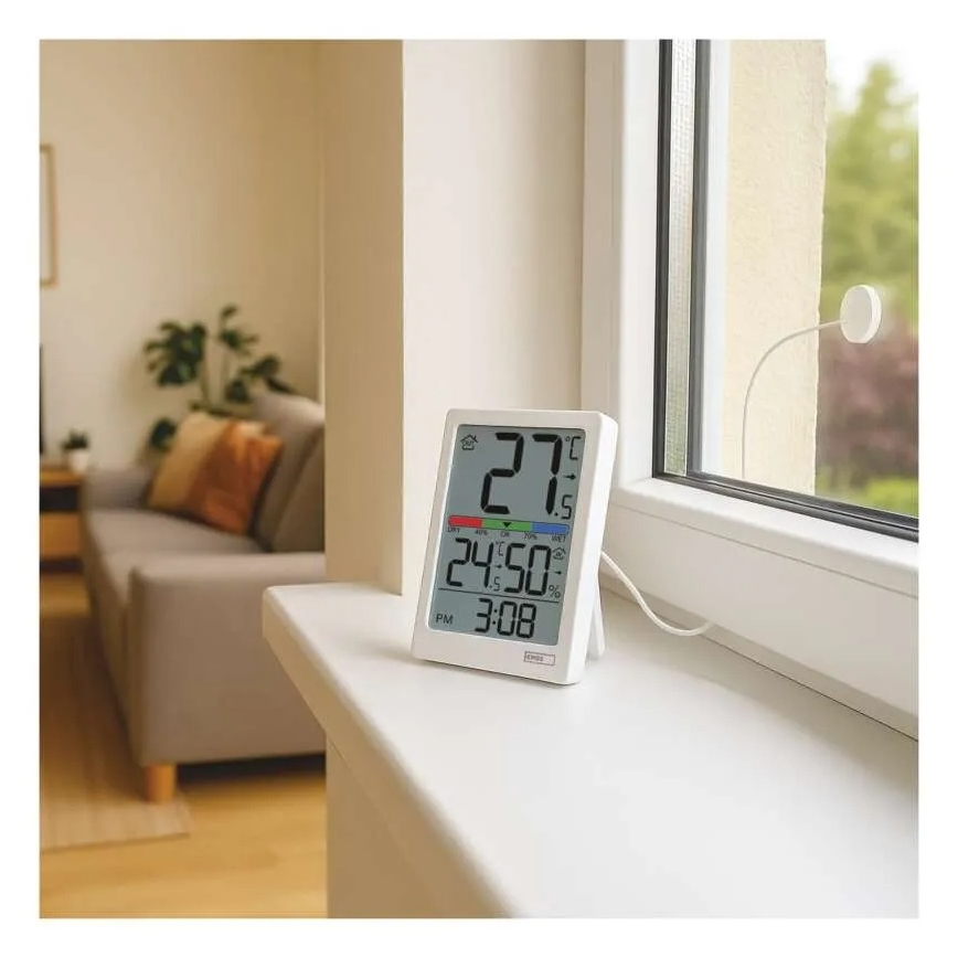 Skaitmeninis termometras su drėgmės matuokliu 2xAAA baltas