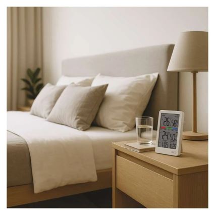 Skaitmeninis termometras su higrometru, 2xAAA, baltas