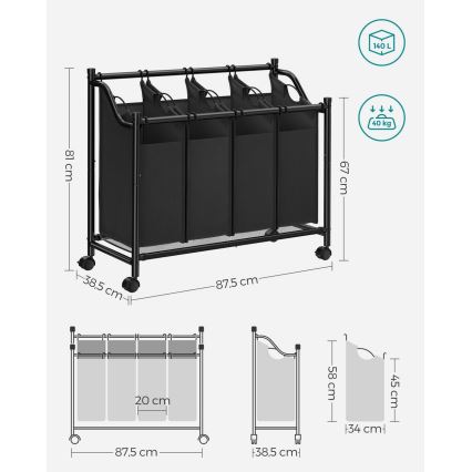 Skalbinių krepšys LINA juodas