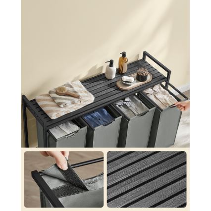 Skalbinių krepšys REX juodas/pilkas