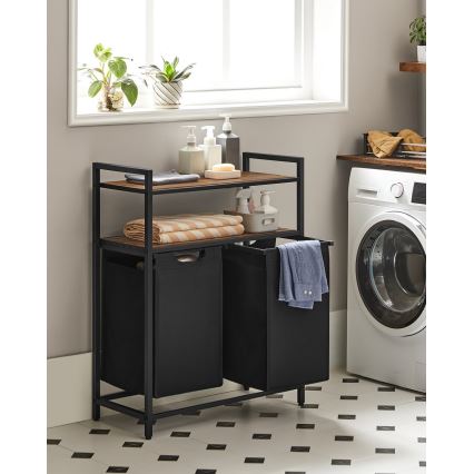 Skalbinių krepšys REX ruda/juoda