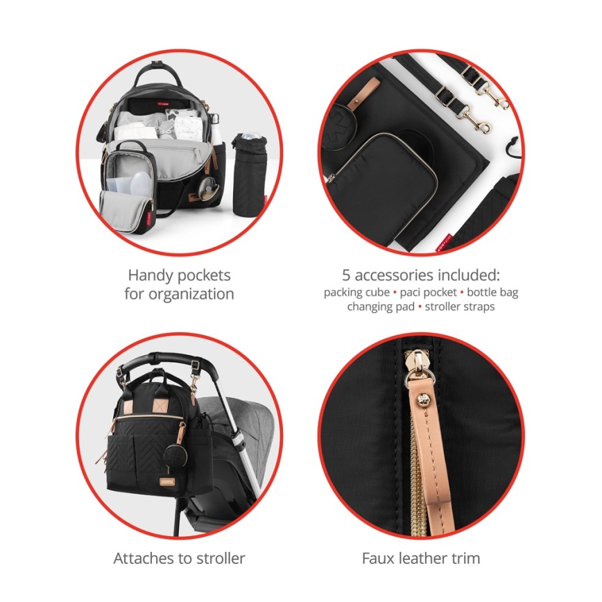 Skip Hop - 6in1 keičiamų daiktų kuprinė vežimėliui SUITE SET juoda