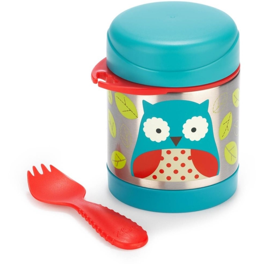 Skip Hop - Maisto termosas su šaukšteliu/šakute ZOO 325 ml pelėda