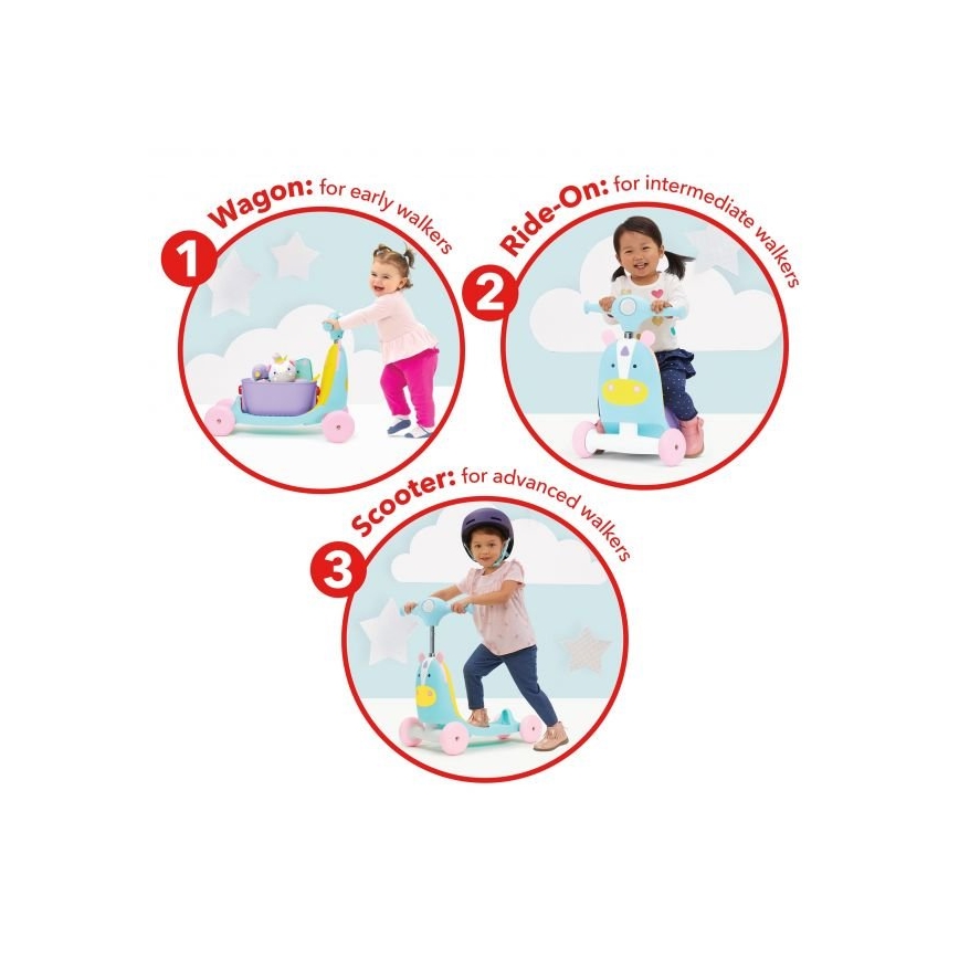 Skip Hop - Stumiamas dviratis 3in1 ZOO vienaragis 3xAAA