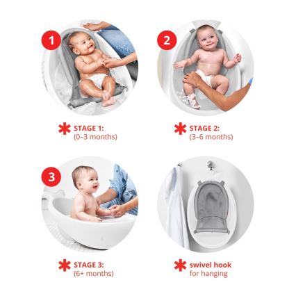 Skip Hop - Vaikiška vonelė su ergonomiška pagalvėle MOBY 3 balta