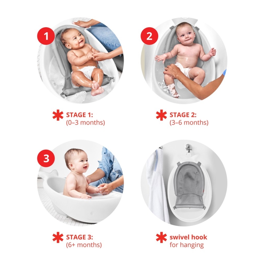 Skip Hop - Vaikiška vonelė su ergonomiška pagalvėle MOBY 3 balta
