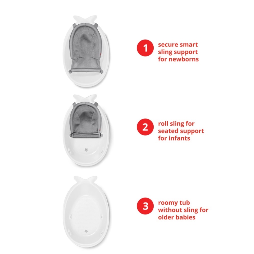 Skip Hop - Vaikiška vonelė su ergonomiška pagalvėle MOBY 3 balta