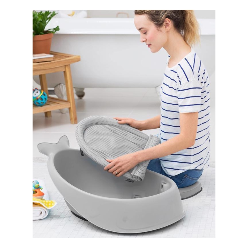 Skip Hop - Vaikiška vonelė su ergonomiška pagalvėle MOBY 3 pilka