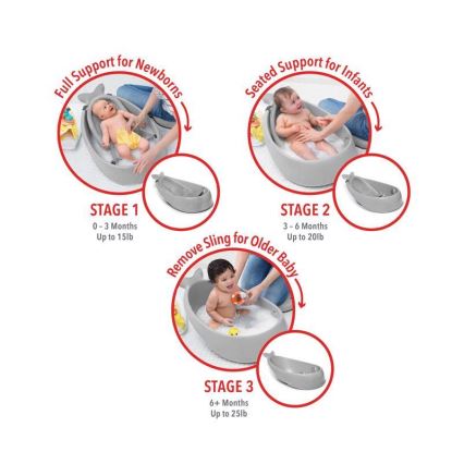 Skip Hop - Vaikiška vonelė su ergonomiška pagalvėle MOBY 3 pilka