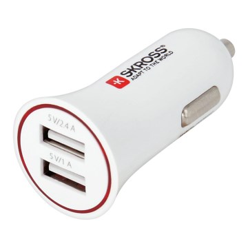 SKROSS - Automobilinis įkroviklis 2xUSB/3400mA/12-24V/5V