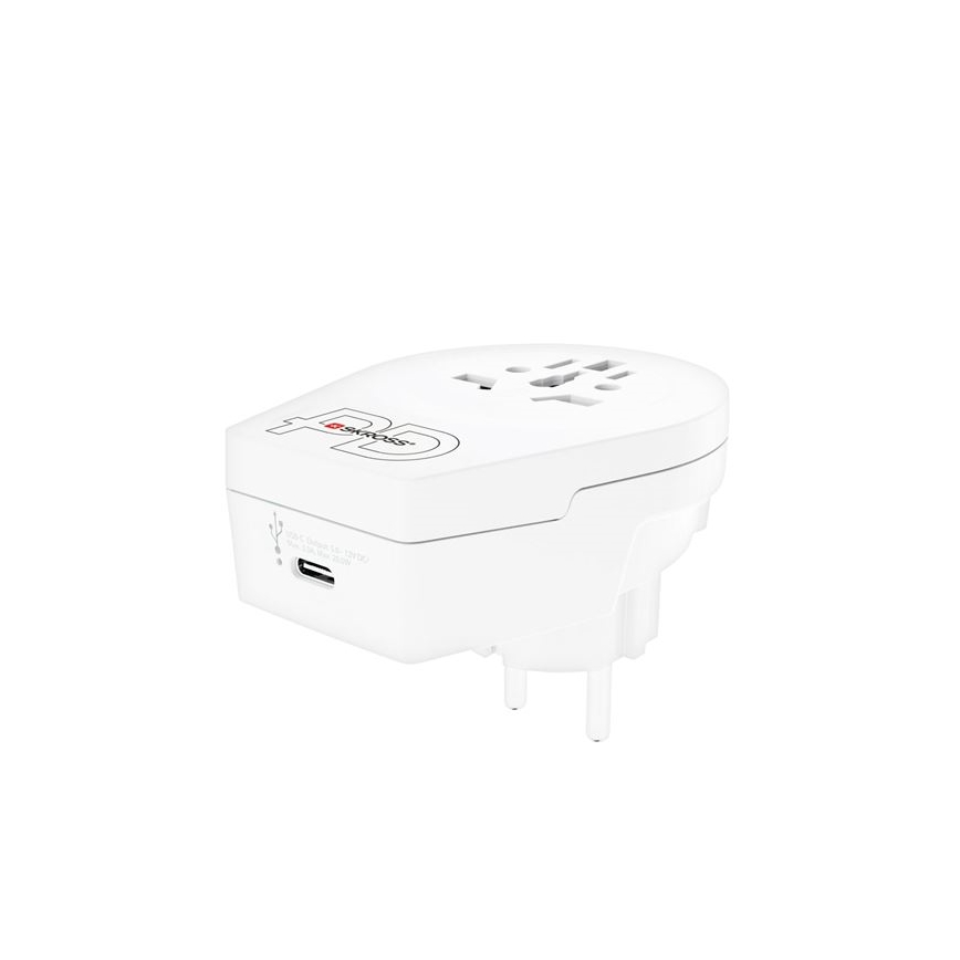 Kelioninis adapteris Europe USB C20PD – skirtas užsieniečiams Čekijoje, USB‑C 20 W, E/F tipo kištukas