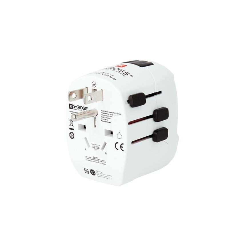 Kelioninis adapteris PRO Light USB AC45PD - Pasaulinis, UK+USA+AUS/CN USB A+C 45W