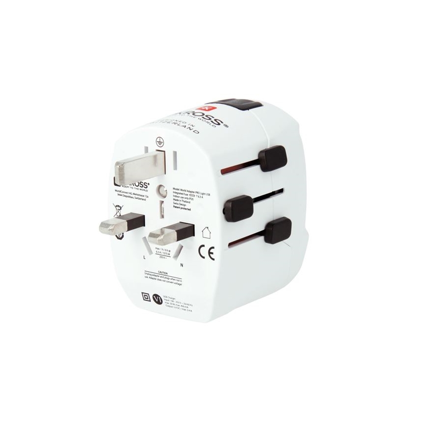 Kelioninis adapteris PRO Light USB AC45PD - Pasaulinis, UK+USA+AUS/CN USB A+C 45W