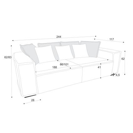 Sofa BOLZANO geltona/ruda