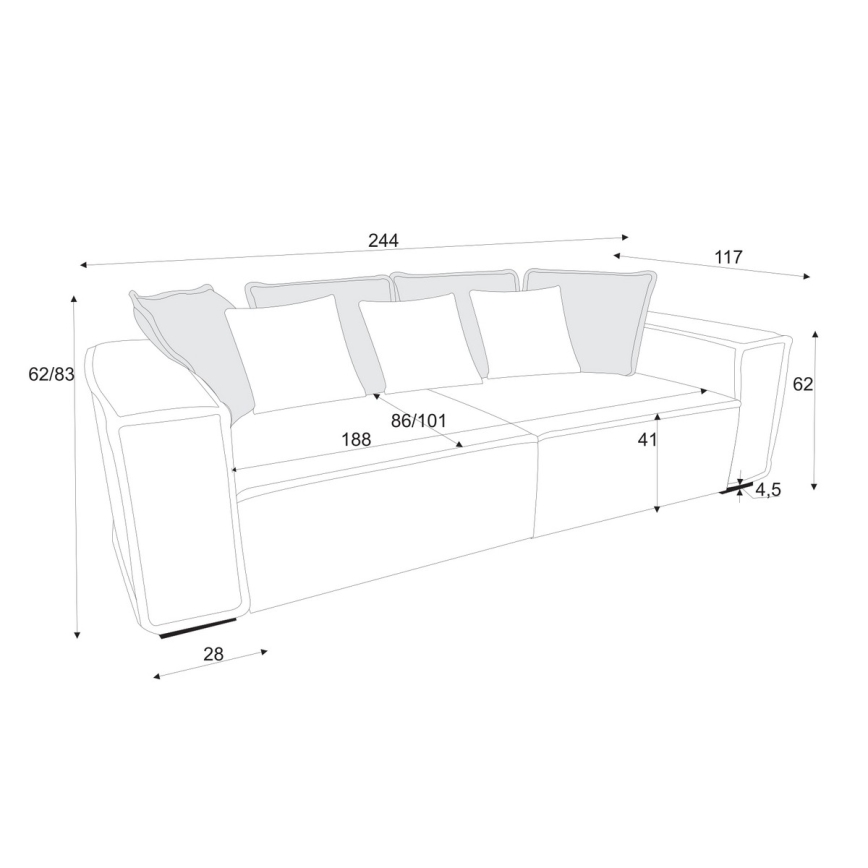 Sofa BOLZANO geltona/ruda
