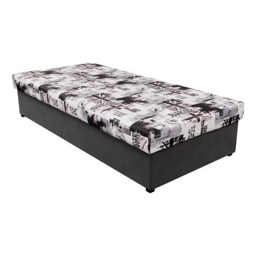 Sofa-lova su spyruokliniu čiužiniu ir sandėliavimo vietos NOE 90x200 pilka/juoda