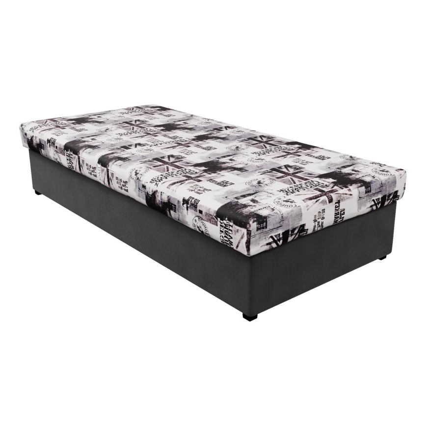 Sofa-lova su spyruokliniu čiužiniu ir sandėliavimo vietos NOE 90x200 pilka/juoda