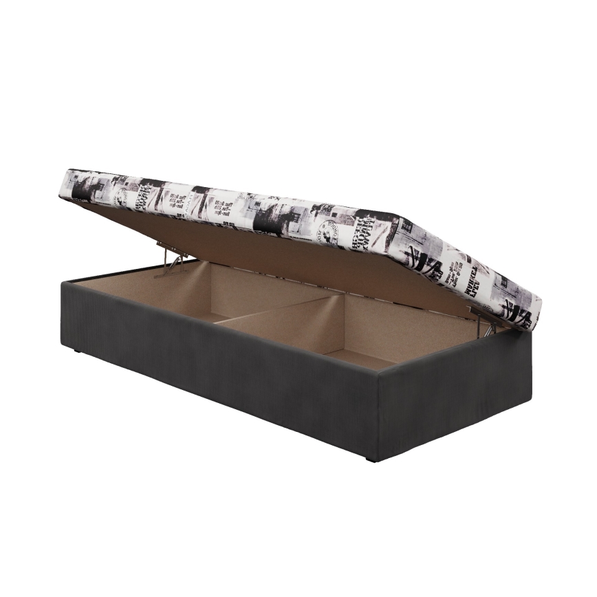Sofa-lova su spyruokliniu čiužiniu ir sandėliavimo vietos NOE 90x200 pilka/juoda