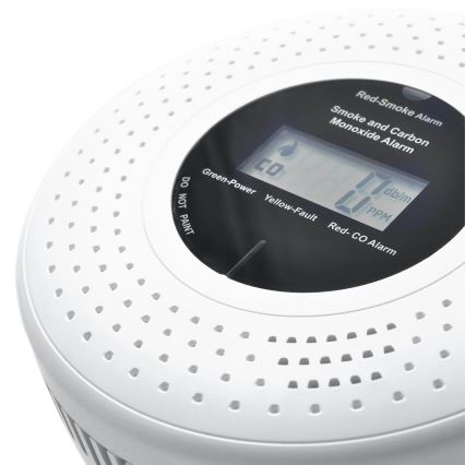 Dūmų ir anglies monoksido detektorius su LCD ekranu 2xAA