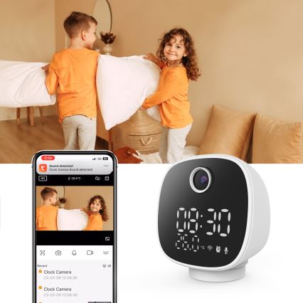 Išmani kamera su žadintuvu, termometru ir LED lempute 1296p 3Mpx 5V Wi-Fi Tuya IP65