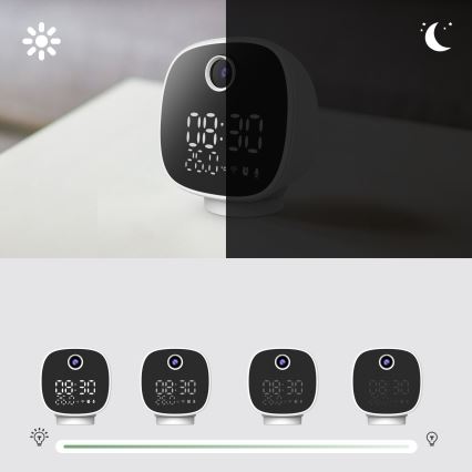 Išmani kamera su žadintuvu, termometru ir LED lempute 1296p 3Mpx 5V Wi-Fi Tuya IP65