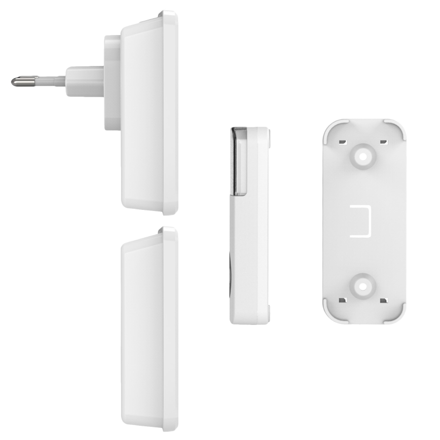 KOMPLEKTAS 2x Bevielis durų skambutis 230V/3xAAA IP56 balta