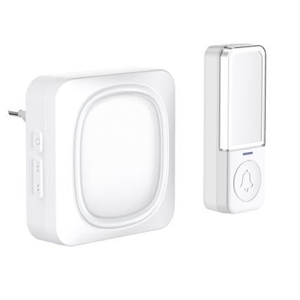 Belaidis durų skambutis su LED apšvietimu 230V IP56 balta