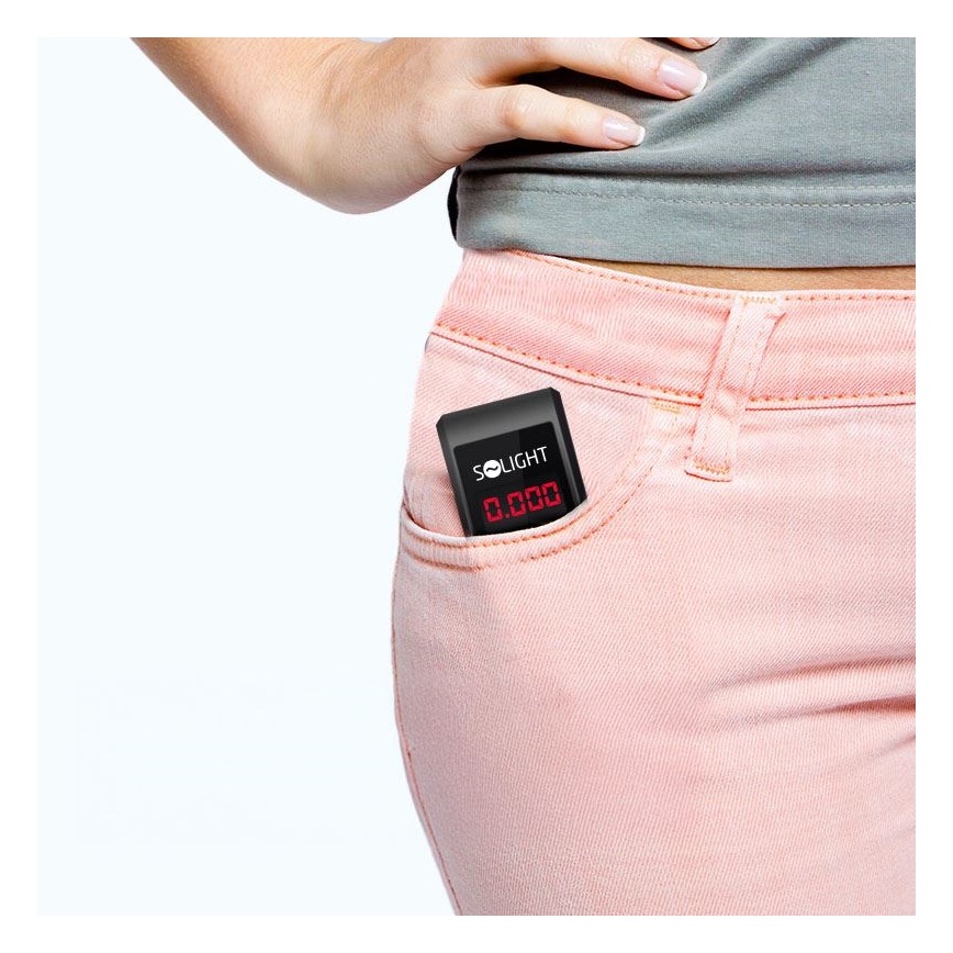 Įkraunamas mini alkotesteris su kuro elemento jutikliu, 0,0–5,0 ‰ BAC, jautrumas 0,08 ‰, 5 V