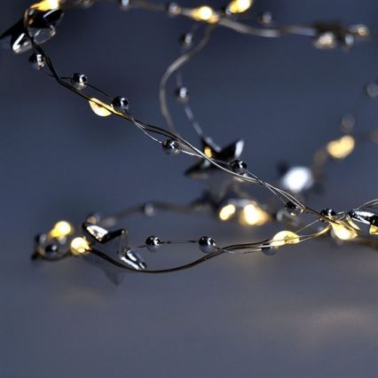 LED  girlianda 20xLED/2xAA 1,5m šiltai balta