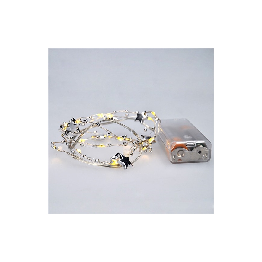 LED  girlianda 20xLED/2xAA 1,5m šiltai balta