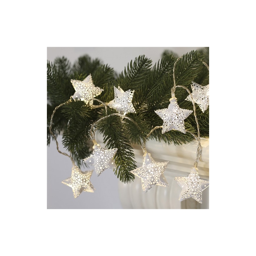 LED girlianda 10xLED/2xAA 2m šiltai balta