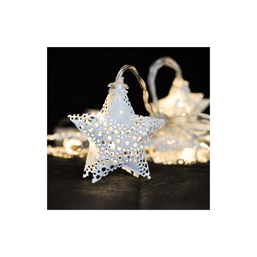 LED girlianda 10xLED/2xAA 2m šiltai balta