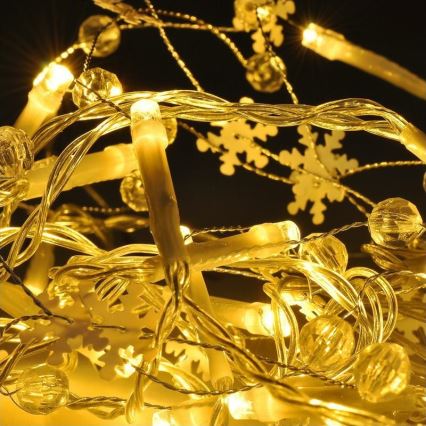 LED girlianda 20×LED / 2×AA, 2 m, šiltai balta