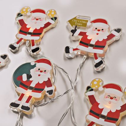 LED girlianda su siurbtukais 6xLED/2xAA 1,2m šiltai balta Santa