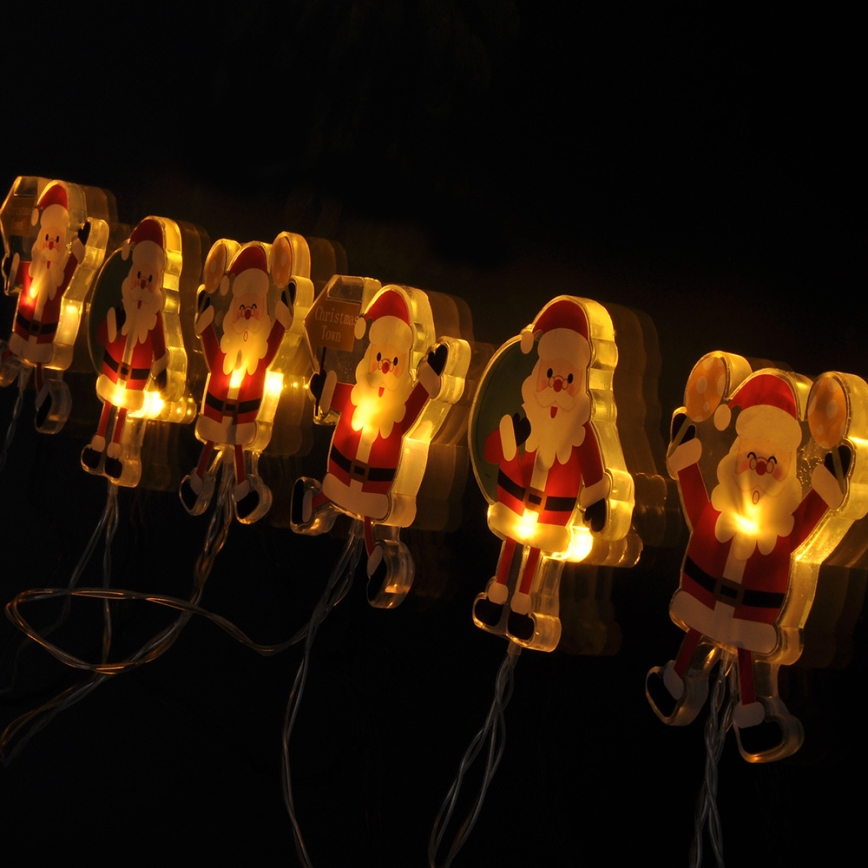 LED Kalėdinė girlianda su siurbtukais 6xLED/2xAA 1,2m šiltai balta santa