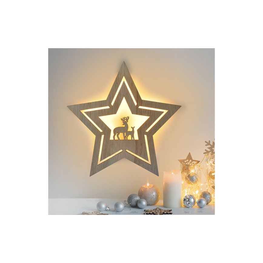 LED kalėdinė dekoracija LED/2xAA žvaigždė