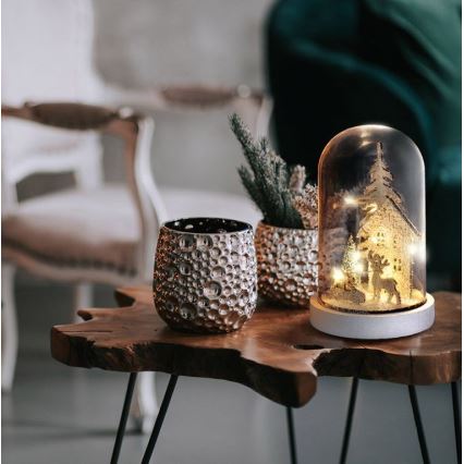 LED kalėdinė dekoracija LED/2xAAA snieguotas peizažas su namu