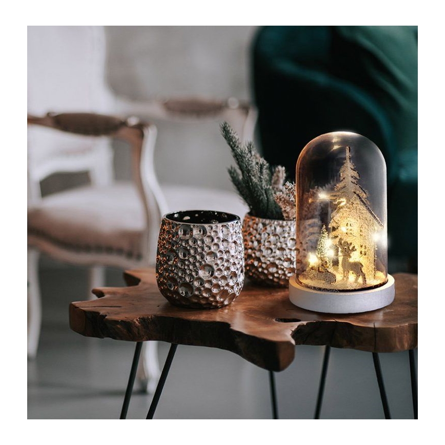 LED kalėdinė dekoracija LED/2xAAA snieguotas peizažas su namu