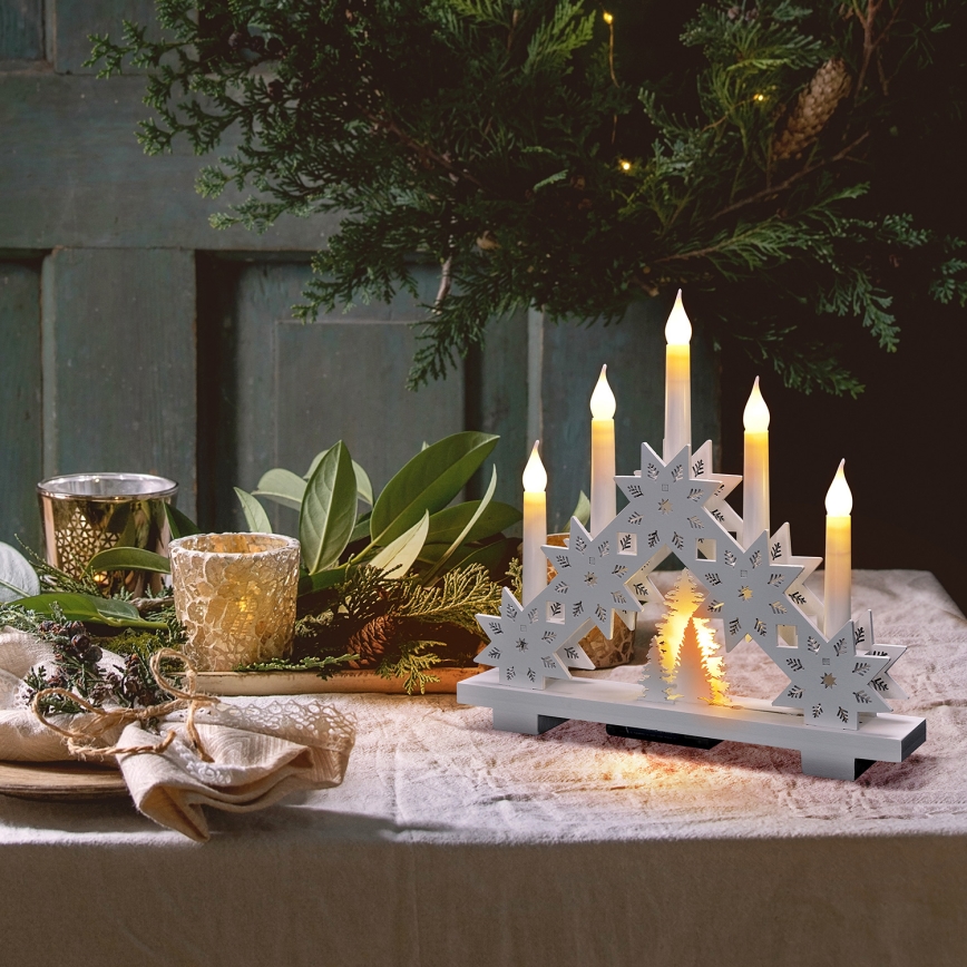 LED Kalėdinė žvakidė 5xLED/2xAA šilta balta