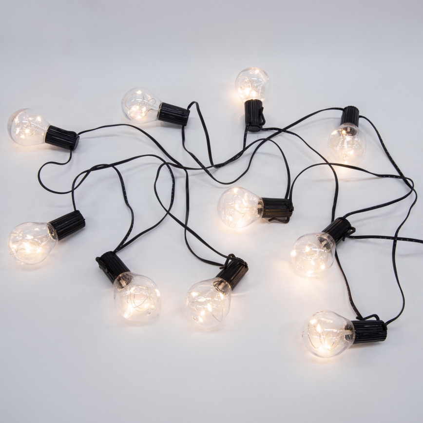 LED Dekoratyvinė lauko girlianda GIRLIANDA 10xLED/3xAA 3m IP44 šilta balta