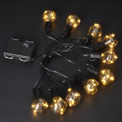 LED Dekoratyvinė lauko girlianda GIRLIANDA 10xLED/3xAA 3m IP44 šilta balta