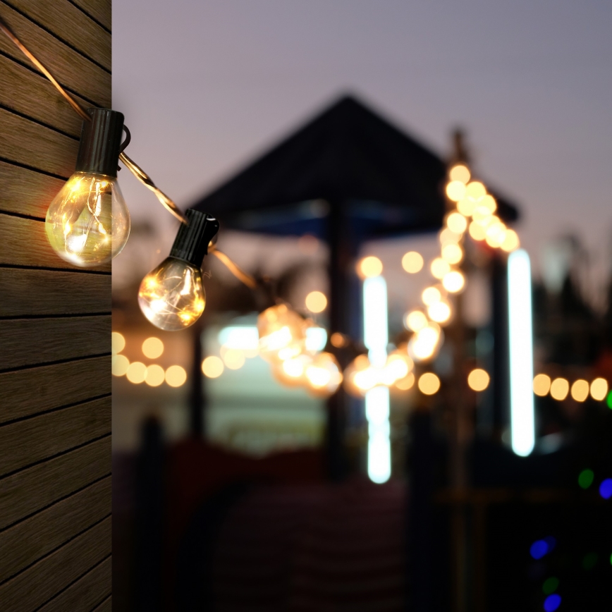 LED Dekoratyvinė lauko girlianda GIRLIANDA 10xLED/3xAA 3m IP44 šilta balta