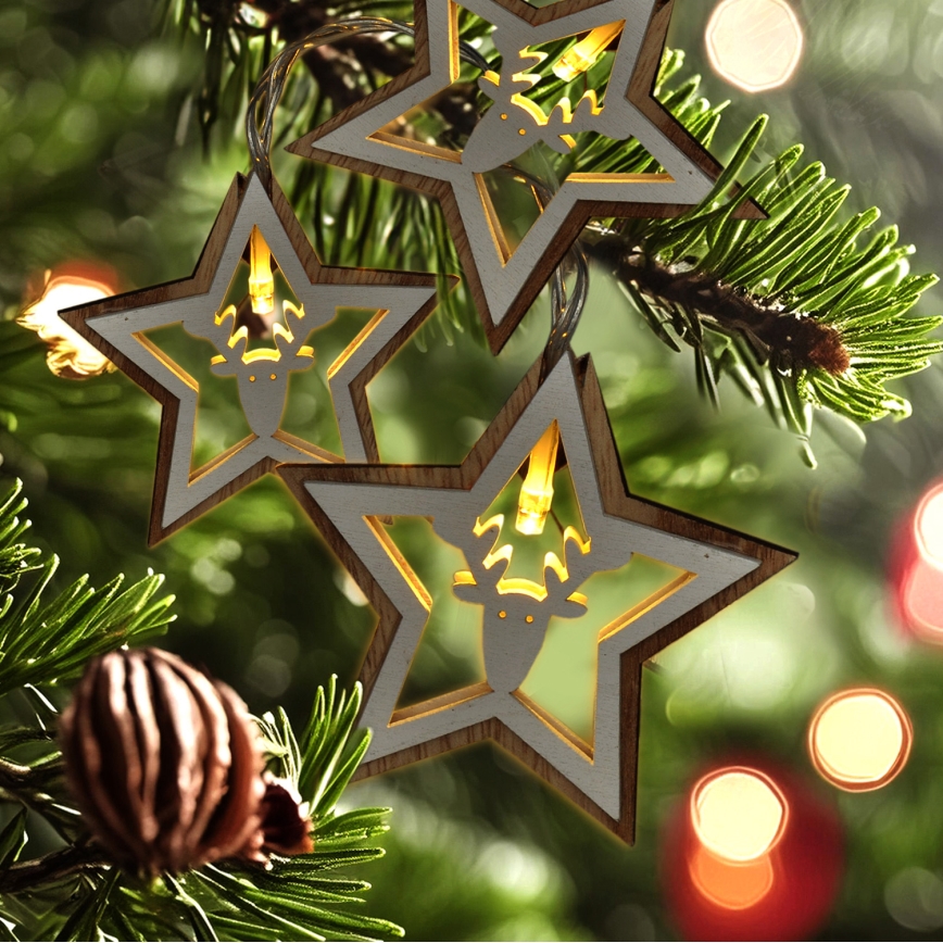 LED girlianda 10xLED/2xAA 1,8m šiltai balta